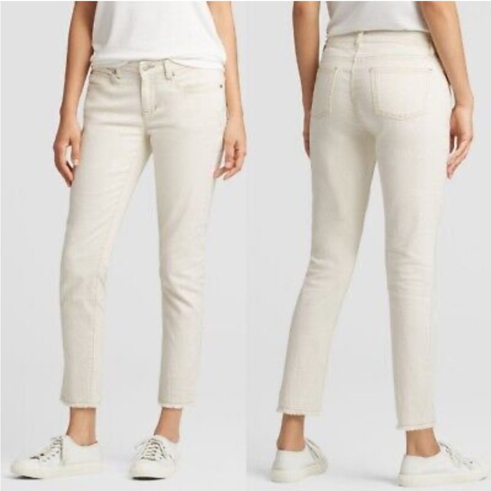 Eileen Fisher Organic Cotton Raw Hem Slim Ankle Jeans